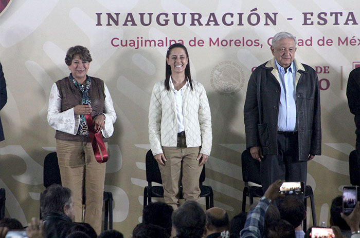 amlo delfina gomez claudia sheinbaum estacion santa fe