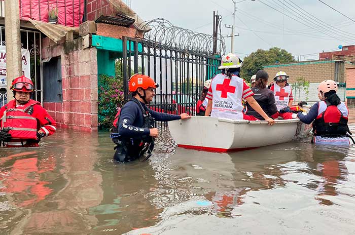 cruz roja inundacion cuautitlan edomex
