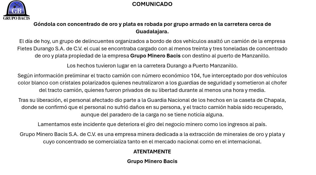 grupo minero bacis asalto