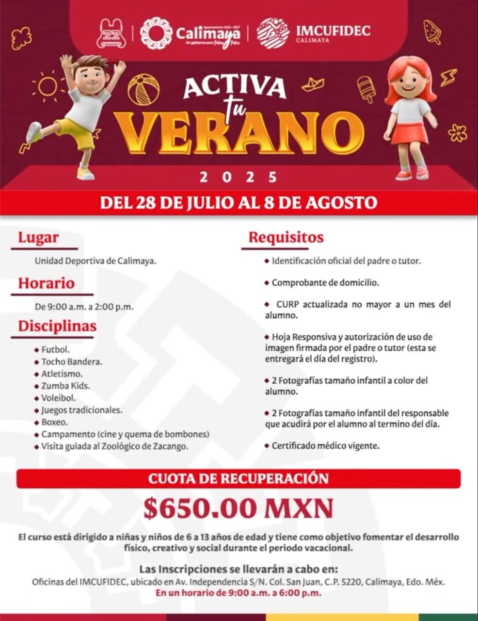 calimaya vacaciones de verano 2025