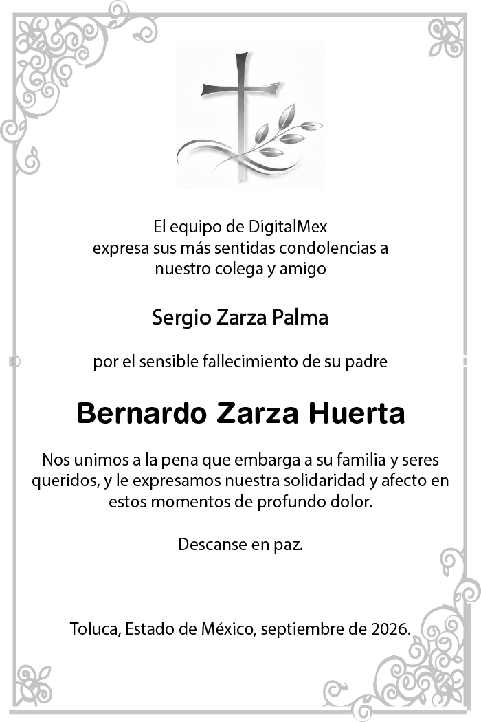 Esquela Bernardo Zarza Huerta