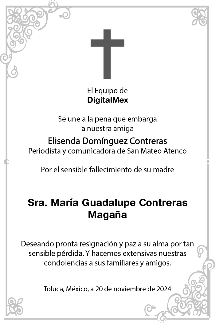 Esquela Guadalupe Contreras Magaña