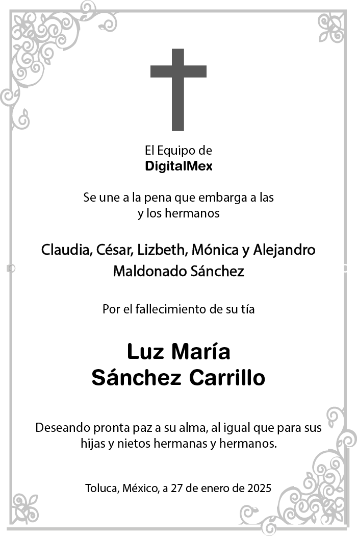 Esquela Luz María Sánchez Carrillo