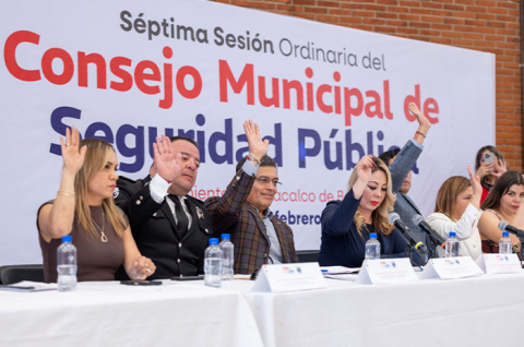 El presidente municipal de Coacalco, David Sánchez Isidoro, encabezó la Séptima Sesión Ordinaria del Consejo Municipal de Seguridad Pública.