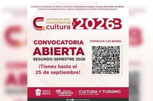 La convocatoria de “Cultivamos Arte, Cosechamos Cultura 2026-B” estará abierta hasta el 25 de septiembre y contempla cinco disciplinas.