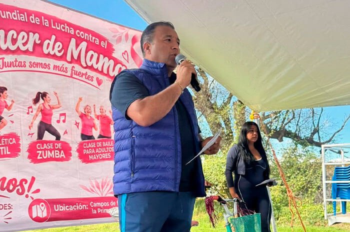 Víctor Garduño realizó una jornada deportiva y comunitaria en San Mateo Atenco para promover la actividad física, la convivencia familiar y la prevención del cáncer de mama.