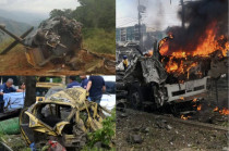 Vehículos en llamas tras los ataques en Antioquia y Cali