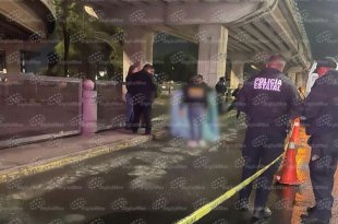 Autoridades resguardaron la zona donde un hombre murió tras ser atropellado en los carriles laterales de Paseo Tollocan, en Toluca.