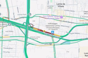 Google Maps muestra la ubicación del bloqueo registrado este viernes sobre la lateral de la carretera México-Toluca.