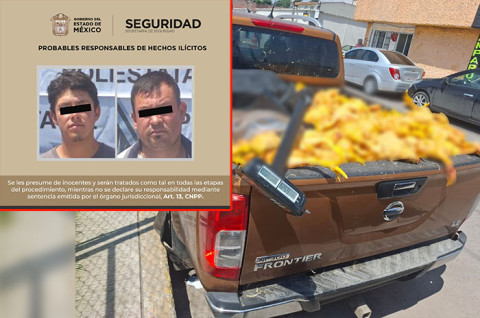 Fernando “N” y Leonel “N” de 42 y 20 años de edad, fueron presentados ante la Agencia del Ministerio Público con sede en Zinacantepec. 
