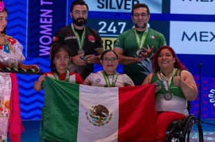 Perla Patricia Bárcenas, Belén Montserrat Sánchez Domínguez y Nyx Koradi Azuara Gutiérrez lograron el bronce con un total de 247.68 unidades.