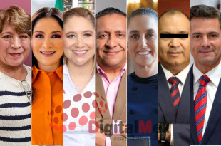 Delfina Gómez, Myrna García, Ana Muñiz, Héctor Macedo, Claudia Sheinbaum, Carlos Treviño, Enrique Peña 