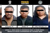 La FGJEM capturó a Carla Graciela “N”, Ismael “N” y Gildardo “N”, investigados por el asesinato de dos personas en 2023.