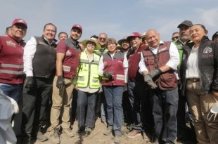Delfina Gómez y Azucena Cisneros supervisan limpieza en Periférico Oriente, Ecatepec.