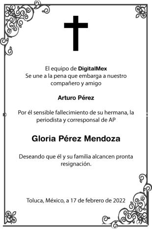 Esquela Gloria Pérez Mendoza 