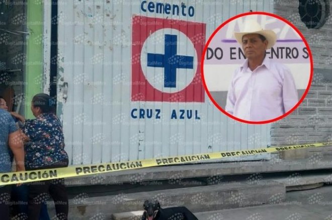 El negocio de materiales donde fue asesinado a balazos Lorenzo Walterio Saldaña Moreno, ex candidato a presidente municipal de Zumpahuacán.