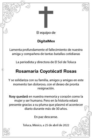 Esquela Rosamaría Coyotécatl Rosas