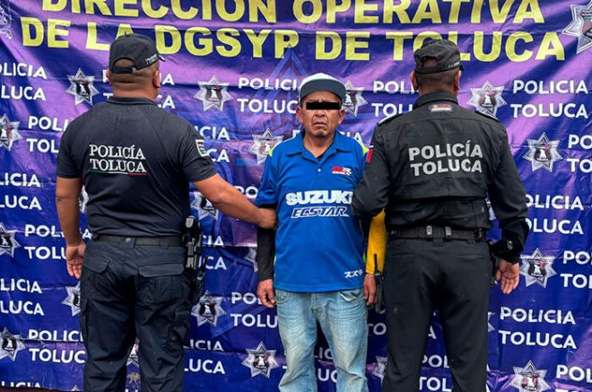 Crisóforo “N”, de 45 años, fue detenido en Toluca por su probable relación con al menos cinco robos a establecimientos comerciales.