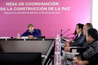 La gobernadora del Estado de México, Delfina Gómez Álvarez, instaló en Papalotla la Mesa de Coordinación para la Construcción de la Paz