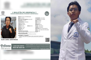 Ficha de búsqueda de Aldo Carol León Rosas, joven desaparecido.