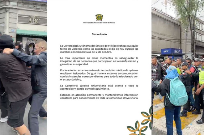 Confrontamiento entre policía municipal y estudiantes de la UAEMéx