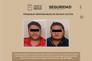 José “N”, de 40 años, y Juan “N”, de 36, fueron trasladados a la Fiscalía Regional de Atizapán de Zaragoza, donde se determinará su situación jurídica.