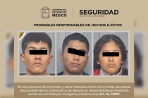 Los oficiales detuvieron a Itzael “N” de 20 años, Martín “N” de 18 años y María “N” de 24 años, además de un menor de edad, quienes fueron presentados en la FGR con sede en Texcoco.