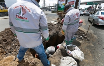 Reparan hundimiento en 5 de Mayo y Las Torres