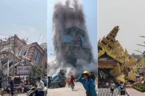 En Mandalay, partes del Palacio Histórico quedaron severamente afectadas, mientras que en Sagaing un puente colapsó por completo.