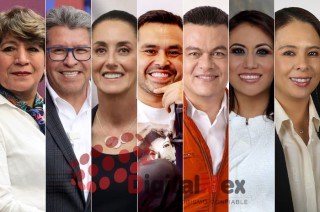 Delfina Gómez, Ricardo Monreal, Claudia Shenbaum, Jorge Álvarez Máynez, Juan Zepeda, Ruth Salinas, Karina Vaquera