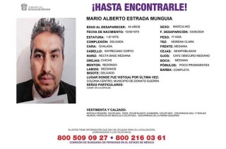 Mario Alberto Estrada Munguía fue reportado como desaparecido
