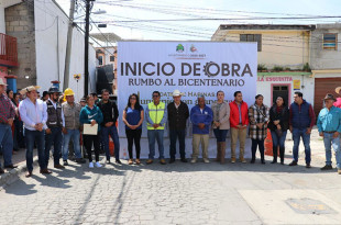 Inician pavimentación con concreto estampado en Coatepec Harinas
