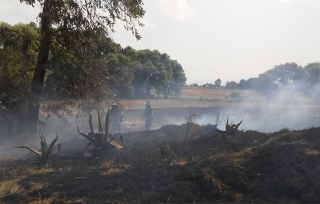 Alerta por incendio en cerro aledaño a polvorines en Almoloya de Juárez