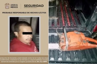 El detenido portaba una motosierra, con la que al parecer cortaba madera de manera ilegal.