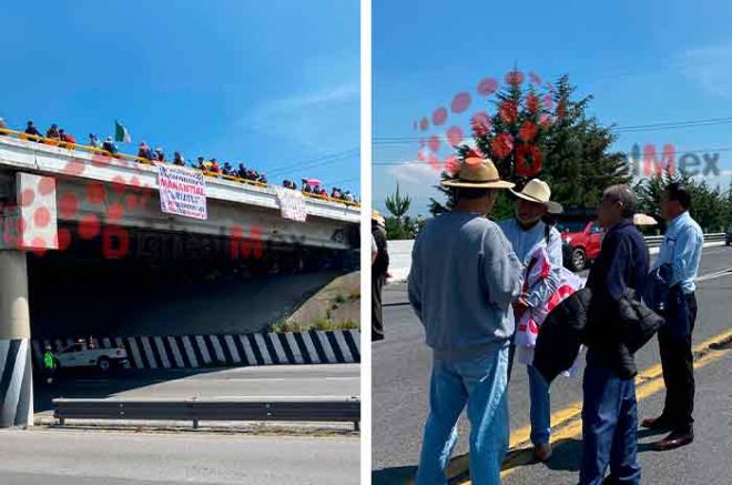 Los habitantes de Temoaya son quienes mantienen bloqueado ese punto de la vialidad.