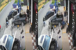 Imagen de cámara de seguridad muestra a los presuntos agresores en motocicleta