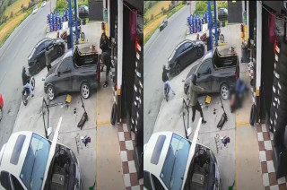 Imagen de cámara de seguridad muestra a los presuntos agresores en motocicleta