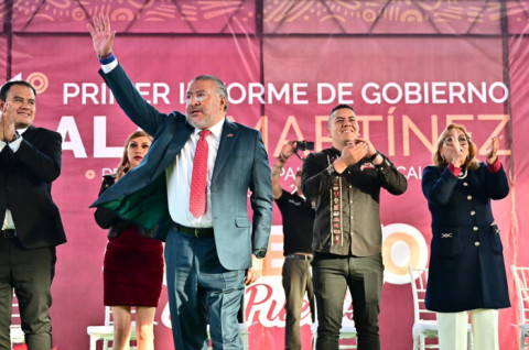 Horacio Duarte Olivares durante su visita a municipios del nororiente del Estado de México