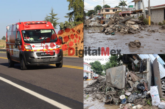 Calles y viviendas de Poza Rica cubiertas de lodo tras el desbordamiento del río Cazones