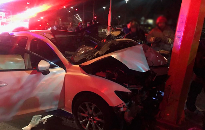 Brutal choque frente a Galerías Metepec