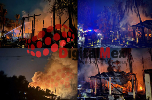 El incendio consumió decenas de restaurantes y cabañas en Punta Zicatela, en Puerto Escondido; al menos 40 negocios resultaron afectados.