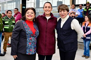 Claudia Sheinbaum y Delfina Gómez supervisan avance del Trolebús Chalco-Santa Martha