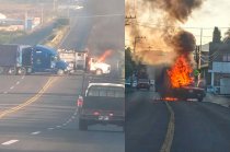Bloqueos carreteros y vehículos incendiados se registraron en distintos puntos de Michoacán durante un operativo de fuerzas federales y estatales.