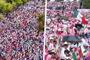 Xóchitl Gálvez, candidata presidencial, participó en la marcha &quot;Marea Rosa&quot; en el Zócalo y envió un mensaje de unidad y compromiso democrático.