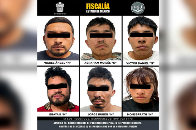 La Fiscalía General de Justicia del Estado de México cumplimentó orden de aprehensión contra seis presuntos responsables de secuestro agravado.