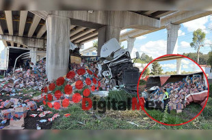 Trailer queda destrozado luego de aparatoso accidente en La Marquesa.