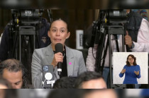 La periodista Anahí Torres en la Conferencia La Mañanera.