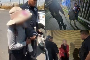 Policías municipales de Ecatepec resguardan a adultos mayores extraviados.