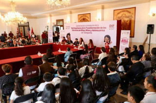 Rocío Pérez Cruz durante la instalación de la Red de Impulsores de Derechos de Niñas, Niños y Adolescentes
