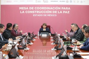 La mandataria mexiquense encabezó la Mesa de Coordinación para la Construcción de la Paz, la número 123 del año.